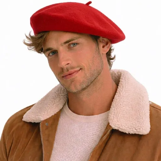 Unisex French Beret Hat Military Army Style Beanie Winter Warm Cap - Red