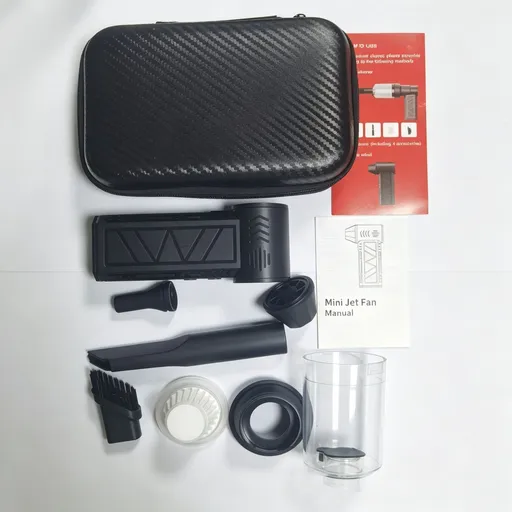 High‑Speed Brushless Mini Portable Turbo Fan, Handheld Wireless Blower for Outdoor Use, LED Light Vacuum & Blowing Function Storage Bag Packaging