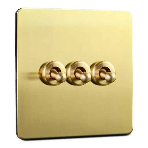 Toggle Light Rocker Switch 1/2 Way Retro Brass Plate Lever 86 Type Toggle Switch 3 Gang Smile Home