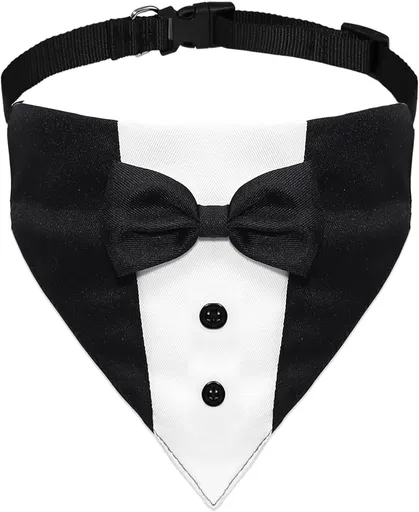 Dog Tuxedo, Formal Dog Wedding Marriage Bandana Bow Tie Collar Adjustable Cat Costume Pet Party Tux for Small, Medium and Large Dogs Engagement Birthday