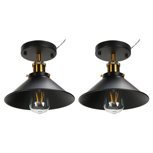 E27 Ceiling Light Industrial Black Wrought Iron Ceiling Lamp for Farm Kitchen Corridor 85‑240V
