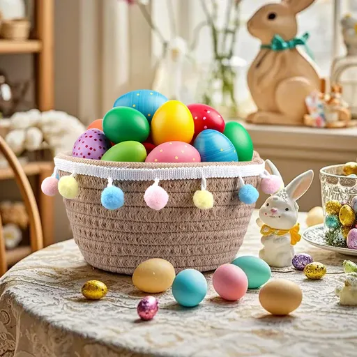 Adorable Easter Bunny Basket for Kids - Perfect Easter Gift, Cute Easter Bucket Bags with Rabbit Ears for Easter Eggs Hunting, Affordable & Festive Spring Decor As Show I
