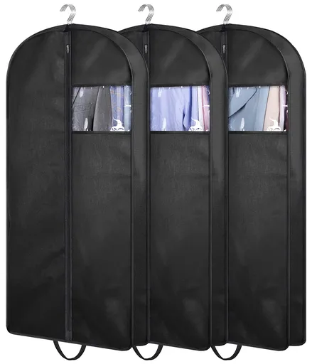 Travel Garment Bag with Zipper Pocket, Suit Bag for Suits, Dresses, Coats Men Suit Cover With Handles for Clothes, Coats, Jackets, Shirts（3 Packs）