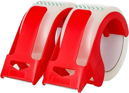 2 Pack Packaging Tape with Dispenser Strong Transparent Adhesive Tape for Boxes Moving Parcels