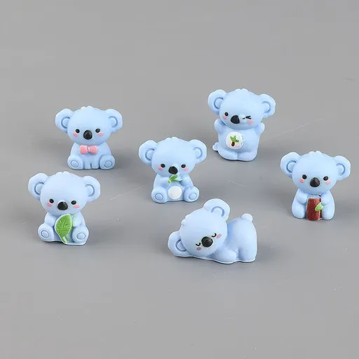 6-Pack Mini Koala Figurines - Cute 3D Resin Animal Ornaments, Assorted Designs for DIY Crafts, Desk, Car, Shelf and Small Decorative Displays
