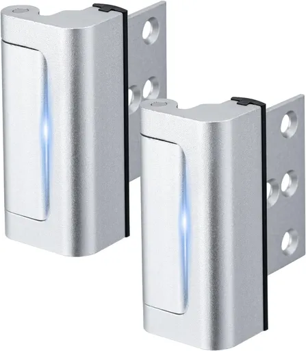 2 Pack Home Security Door Lock,Childproof Door Reinforcement Lock,with 3" Stop Withstand 800 lbs,for Inward Swing Doors,Night Kids Safety Metal Flip Lock Deadbolt Latch (Silver)
