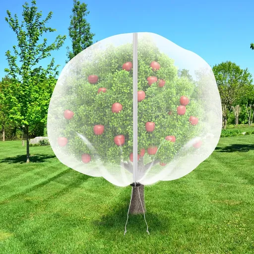 1Pack 10 * 10FT Large Fruit Tree Netting Bags with Zipper and Drawstring, Bird Netting for Blueberry Bushes and Apple Tree, Garden Netting Cover Safeguard Plant from Birds, Pest and Deer
