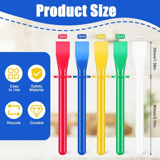 Xindojuz 10 PCS Silicone Glue Brush Spreader Tool Set, Colored Plastic Glue Smear Sticks Applicator, Flatback Woodworking Craft Adhesive Applicators, Durable Easy-to-Clean Brushes & Spreaders