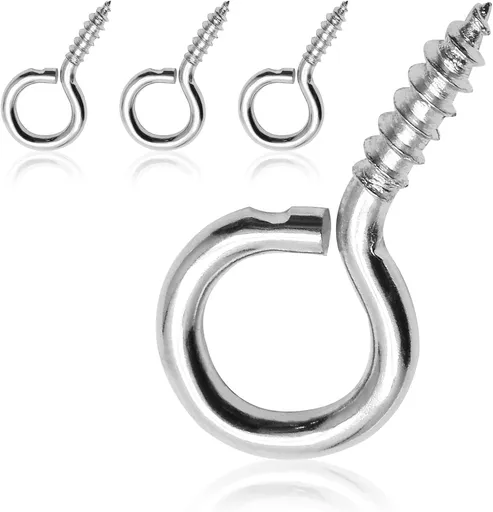 100pcs 3/4 Inch Eye Hooks Screw, #1 x 3/4 Inch Eyes Screws Small Metal Screw Hooks