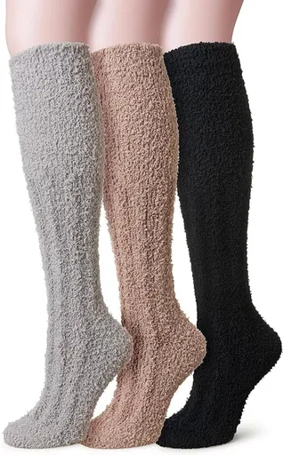 3 Pairs - socks - Knee socks - Warm Fuzzy Fleece Socks - Women's House Socks - Warm Winter Socks - Fluffy Socks - Sleep Socks - House Socks - keep warm - coral fleece - Plush and comfortable - thick plush socks - center tube socks
