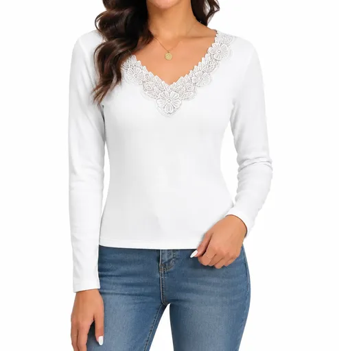 Womens Thermal Cotton Long Sleeve Spencer Tops Long Sleeve Underwear in White