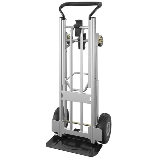 Black 4 In 1 Folding Toe Plate Hand Truck for Heavy Loads, Aluminium and Steel Hybrid