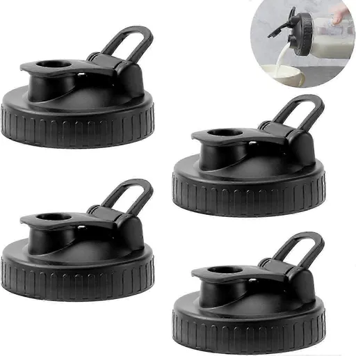 4 Pack Pour Spout Lids for Wide Mouth Mason Jars Flip Tops for Salad Dressings