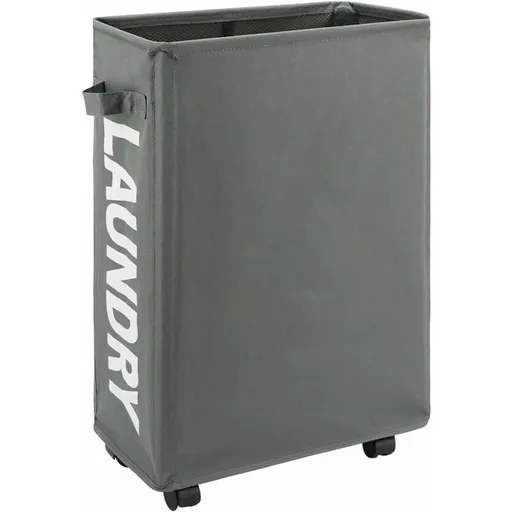 22\" Narrow Rolling Laundry Hamper with Handle and Wheels, Collapsible Laundry Hamper, Foldable Laundry Sorter and Organizer, Large Storage Basket (Gray)