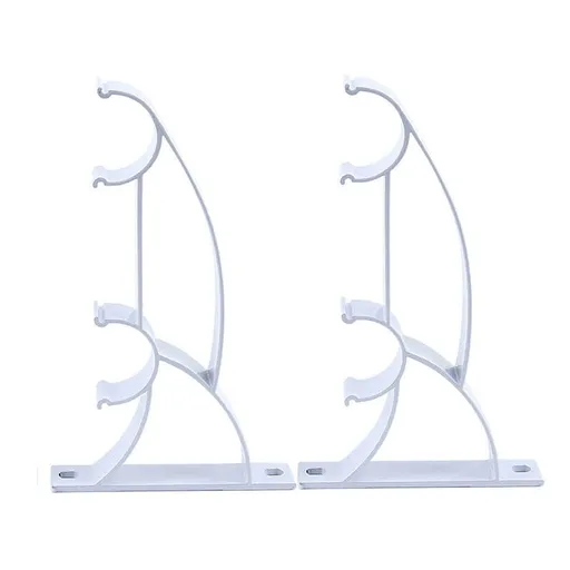 Curtain Rod Bracket, Double Curtain Rod Holder, Heavy Duty Curtain Rod Brackets, Drapery Wall Rods Bracket Holders, Curtain Rod Hooks for 1in Curtain Rods, 2 Pack, 5.12x3.15x0.79 5.12" x 3.15" x 0.79" White