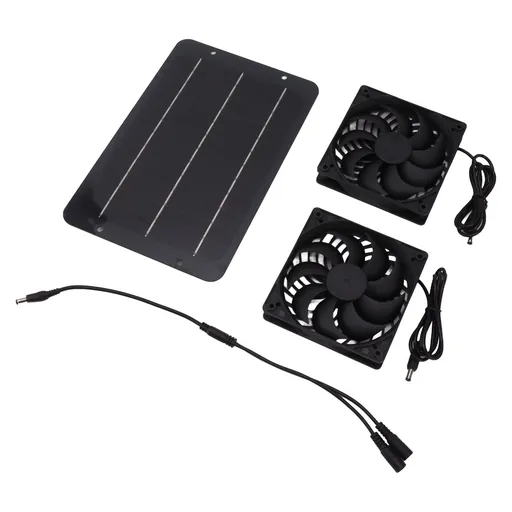 Solar Panel Fan Kit 10W Solar Powered Dual Fans for Chicken House Greenhouse Dog House With Protective Net