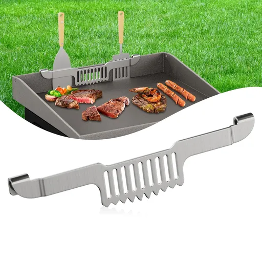Grease Gate Spatula Holder for Griddle,Magnetic Design Stainless Steel Grease Trap Grill Food Mesh Screen Block Hold Rack