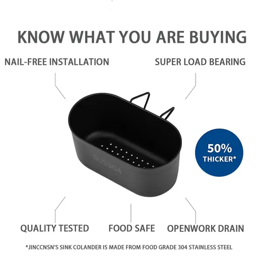 Stainless Steel Sink Drain Strainer Basket, Multifunctional Hanging Sink Strainer Colander Drain Basket for Filter Food Waste