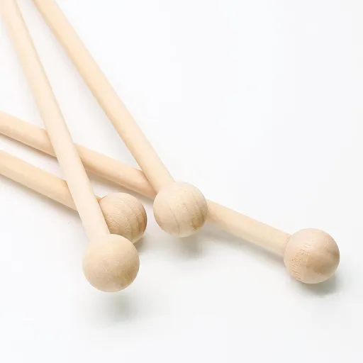 Biaungdo 4 Pack 8.7" Wood Mallets Percussion Sticks, Xylophone Mallets Sticks Glockenspiel Mallets Sticks for Xylophone Glockenspiel Chime Wood Block and Bells