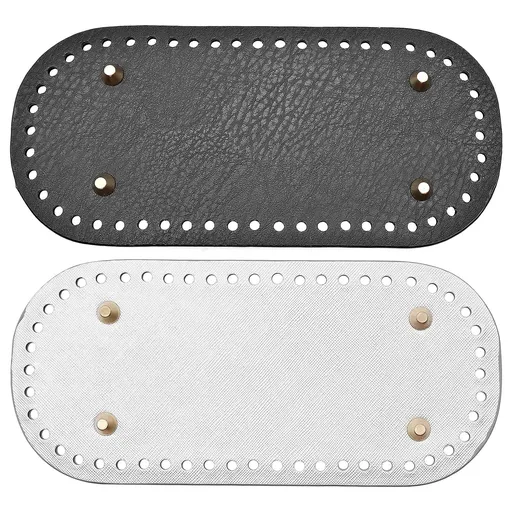 2PCS PU Leather Bag Bottom Base Pad, Oval Long Knitting Bags Nail Bottom Shaper, DIY Bag Bottom Cushion