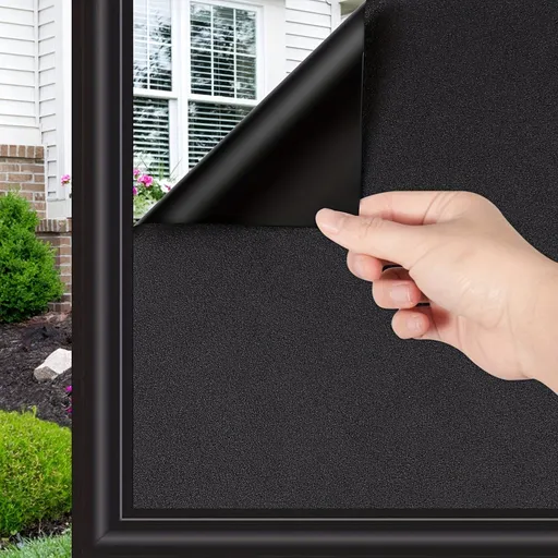 100% Blackout Window Film, Matte Privacy Film for Bedrooms, Nurseries and Home Windows, Easy DIY Static Cling Installation, Black, 50 x 300 cm
