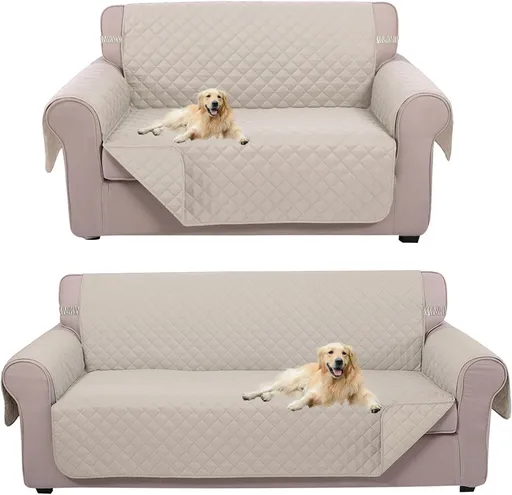 UNICE Home Reversible Sofa Cover Bundle Loveseat Cover(Sofa+Loveseat, Beige)