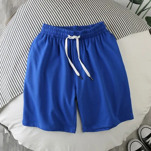 Men Summer Casual Straight Solid Polyester Elastic... Blue 2XL