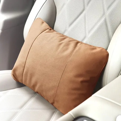 Car Headrest Lumbar Support Artificial Plush Other Red tea orange-waist support suede punching SORON bio velvet filling