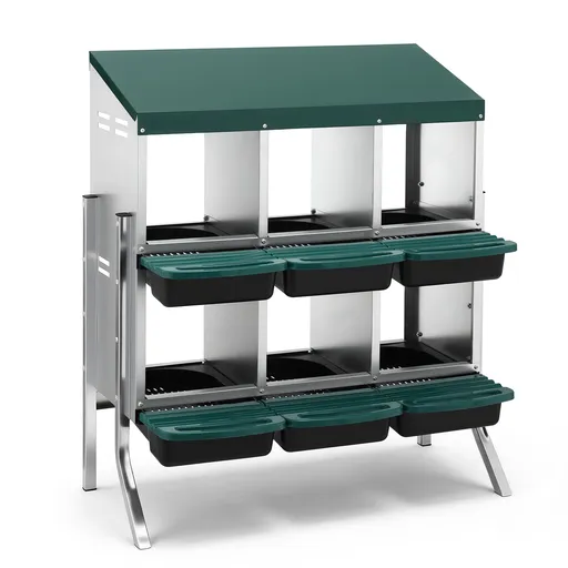 i.Pet Chicken Nesting Box Roll Away Metal Nesting Box Wall Mounted 6 Holes Green