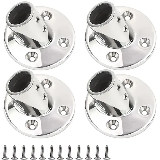 4 pack Boat Hand Rail Fitting Heavy Duty 316 Marine Round Base with Screws, Hand Rail Fitting Rail Tube Stanchion Base Column Accessories