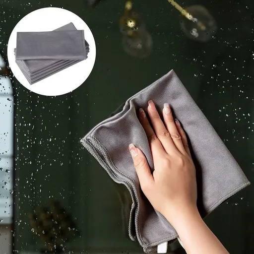 Microfiber Glass Cleaning Cloths for Windows and Mirrors,Super Absorbent&Lint Free Reusable Cleaning Towels,No Streak Wipes for Kitchen, Glasses,Car Windshields and Stainless Steel, 6-Piece Set