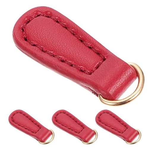 4pcs Red Faux Zipper Pulls for Backpack Clothing Repair Set