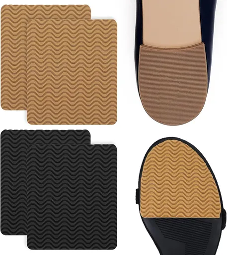 Boot Heel Replacement - Shoe Heel Pads 4-Pack, Anti Slip Shoe Heels Repair Kit with Adhesive Cushion Stickers for Leather Shoes Women Men (2 Colors)