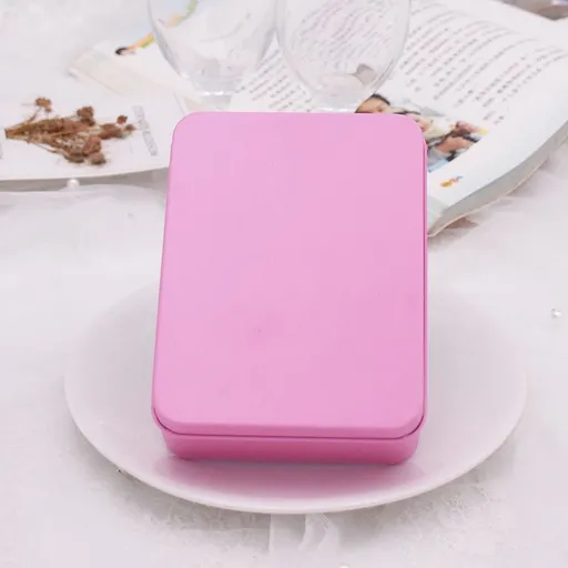 5Pieces Rectangular Metal Empty Hinged Tins Containers Basic Necessities Home Storage Organizer Mini Box Set-5 color