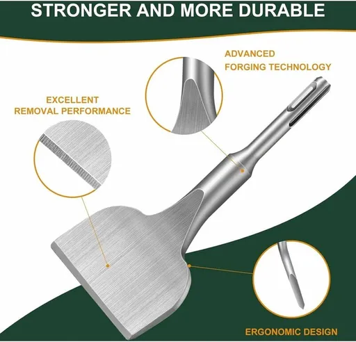Chisel - 17 * 165 * 75 mm - Tile chisel - slanted chisel - stone chisel - cold chisel - flat chisel - hammer drill chisel - tile chisel for SDS-plus - 40CR chrome steel - silver - 25° bend - for tiles concrete stone masonry