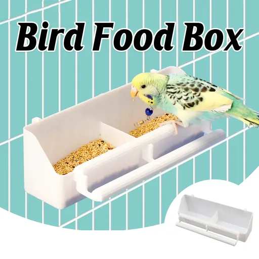 Bird Food Feeder Trough Box Water Bowl Container Cage Accessories Easy Install