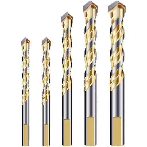 Multi-Material Drill Bit Set With Double Groove Carbide Tip For Tile, Concrete, Brick, Glass, Plastic, Wood, Metal,