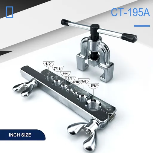 45-Degree Flaring Tool Kit with Chrome Vanadium Steel Body for Copper Aluminum and Thin-Wall Tubing in HVAC Piping Refrigeration Repair and Installation Projects (CT-195A)