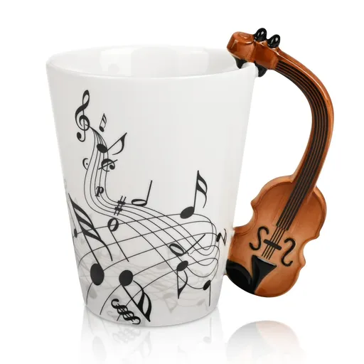 Maustic Gifts for Music Lovers, Novelty Violin Mug, Music Gifts for Men Women Musician Christmas Birthday, Violin Gifts