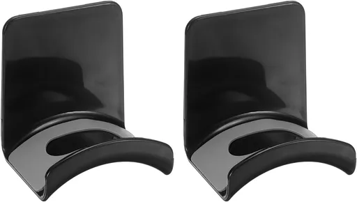 Headphone Stand, 2 Pcs ABS Headset Holder Adhesive Headphone Holder Hook Mount Headphone Hanger Hook Under Desk for Gaming Headphones Earphones Cables, Black(Wall-Mounted)
