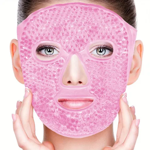 Hot and Cold Compress Mini House Kit- Cold Face Eye Masks for Dark Circles, Puffiness, Migraines, Stress, Redness, Skin Care for Women and Men pink