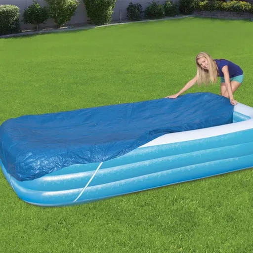 Inflatable Pool Cover, Rectangular Pool Cover, Above Ground Pool Covers, Suitable for Swim Pool Under 133" L x 90" W (340 cm x 230 cm), Easy to Set by One Person, Blue (B)