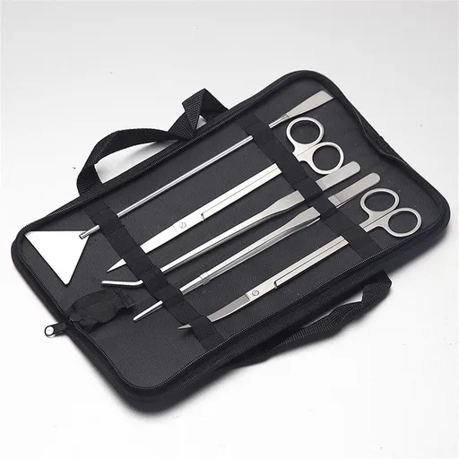Aquascaping Tools 5 in 1 Kit Aquarium Scissors Plant Tools Curved & Straight Scissor Tweezers Spatula Stainless Steel Anti Rust Aquascape Tools for Fish Tank+zipper bag