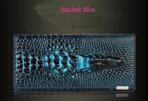 women's wallet, alligator print wallet, genuine leather wallet, long wallet, large capacity wallet, designer wallet, Australian women's fashion, leather accessories, luxury wallet, zippered wallet - Navy - Size 1PCS