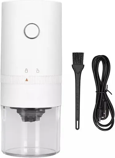 Portable USB Coffee Grinder for Espresso, Automatic Grinding, Compatible with Travel Home and Camping, White
