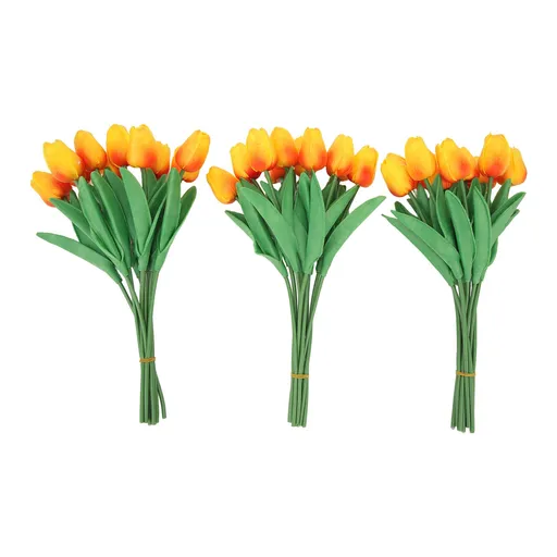 Artificial Tulips Flowers Hand Crafted PU Fake Flowers 30 Piece Sunset Red