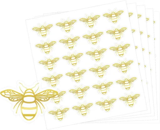 480Pcs Bee Stickers - Gold Foil Envelope Seal Label Sticker Queen Bee Decals Stickers Self Adhesive Clear Bee Spring Summer Stickers for Gift Card Craft Baby Shower Birthday Party Favors