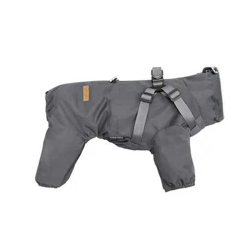 Dog Raincoat Waterproof Reflective Adjustable Harness Jacket - Dark Grey L