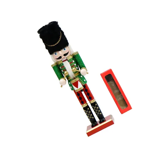 Xmas Nutcracker Figurine 12 Inch Glittered Wooden Nutcracker Ornament for Holiday Decor Type 1