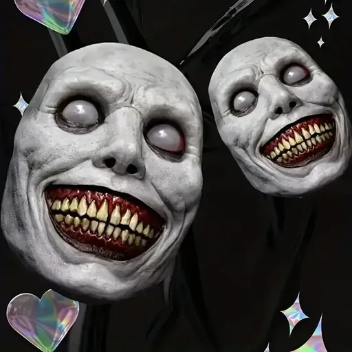 😈 Halloween Latex Horror White Face Evil Grin Mask! 22cm Realistic Terrifying Expression, Must-Have Haunted House Escape Room NPC Prop, Sharp Teeth Eyeless Design Maxes Out the Vibes, Create the Ultimate Dark Party! 🎃